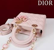 Dior Lady Leather with Velvet In Pink Size 20*16*8cm - 6
