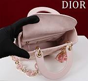 Dior Lady Leather with Velvet In Pink Size 20*16*8cm - 5