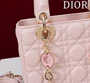 Dior Lady Leather with Velvet In Pink Size 20*16*8cm - 4