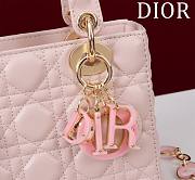 Dior Lady Leather with Velvet In Pink Size 20*16*8cm - 3