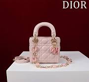 Dior Lady Leather with Velvet In Pink Size 17*15*7cm - 1