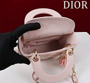 Dior Lady Leather with Velvet In Pink Size 17*15*7cm - 5