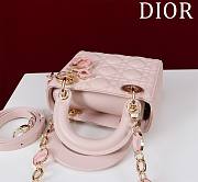 Dior Lady Leather with Velvet In Pink Size 17*15*7cm - 4