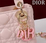 Dior Lady Leather with Velvet In Pink Size 17*15*7cm - 2
