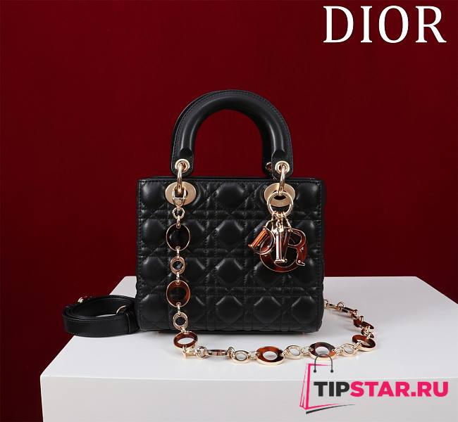 Dior Lady Leather with Velvet In Black Size 20*16*8cm - 1