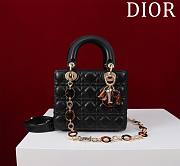Dior Lady Leather with Velvet In Black Size 20*16*8cm - 1