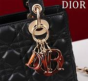 Dior Lady Leather with Velvet In Black Size 20*16*8cm - 3