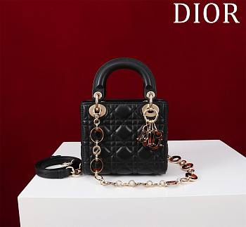 Dior Lady Leather with Velvet In Black Size 17*15*7cm