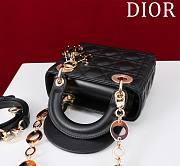 Dior Lady Leather with Velvet In Black Size 17*15*7cm - 6