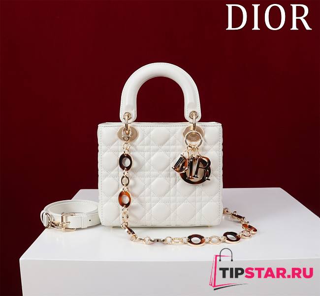 Dior Lady Leather with Velvet In White Size 20*16*8cm - 1