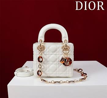 Dior Lady Leather with Velvet In White Size 17*15*7cm
