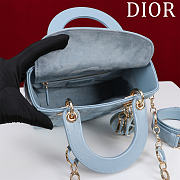 Dior Lady Leather with Velvet In Blue Size 20*16*8cm - 5