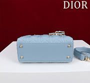 Dior Lady Leather with Velvet In Blue Size 20*16*8cm - 4