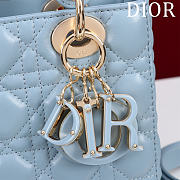 Dior Lady Leather with Velvet In Blue Size 20*16*8cm - 3