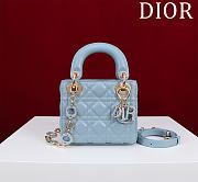 Dior Lady Leather with Velvet In Blue Size 17*15*7cm - 1