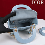 Dior Lady Leather with Velvet In Blue Size 17*15*7cm - 5