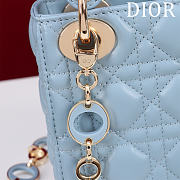 Dior Lady Leather with Velvet In Blue Size 17*15*7cm - 4