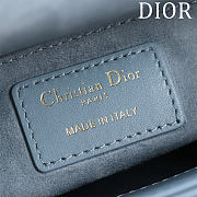 Dior Lady Leather with Velvet In Blue Size 17*15*7cm - 3