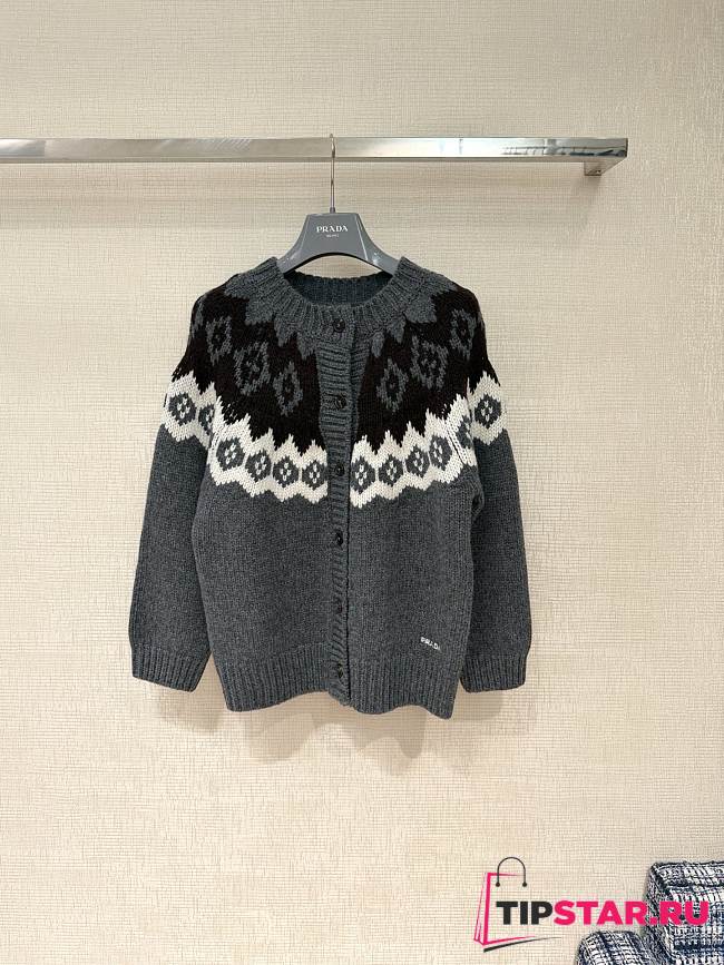 Prada Fair Isle Jacquard Cashmere Cardigan - 1