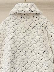 Chanel Sequin Logo Faux Fur Collar Jacket with Hook and Loop Design White - 5