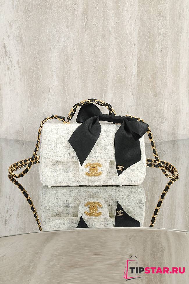 Chanel Tweed bow CF mini handle bag - 1