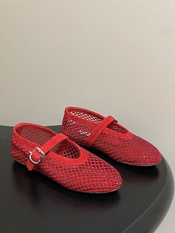 Alaïa Brown Mesh Ballet Flats In Red