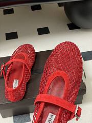 Alaïa Brown Mesh Ballet Flats In Red - 5