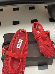 Alaïa Brown Mesh Ballet Flats In Red - 3