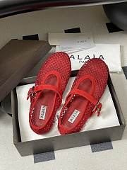 Alaïa Brown Mesh Ballet Flats In Red - 2