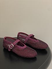 Alaïa Brown Mesh Ballet Flats In Burgundy - 1