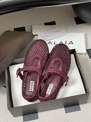 Alaïa Brown Mesh Ballet Flats In Burgundy - 6