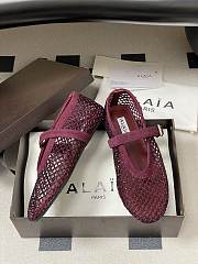 Alaïa Brown Mesh Ballet Flats In Burgundy - 4