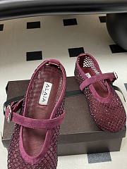 Alaïa Brown Mesh Ballet Flats In Burgundy - 5
