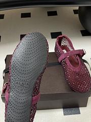Alaïa Brown Mesh Ballet Flats In Burgundy - 3
