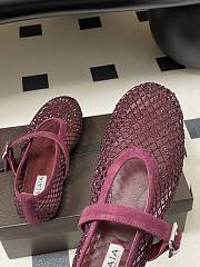 Alaïa Brown Mesh Ballet Flats In Burgundy - 2