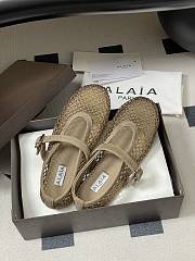 Alaïa Brown Mesh Ballet Flats In Beige - 5