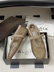Alaïa Brown Mesh Ballet Flats In Beige - 4