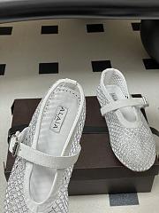 Alaïa Brown Mesh Ballet Flats In White - 3