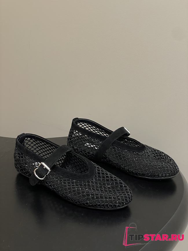 Alaïa Brown Mesh Ballet Flats In Black - 1
