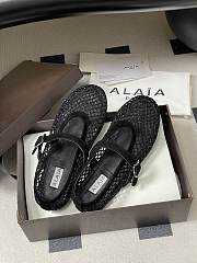 Alaïa Brown Mesh Ballet Flats In Black - 6