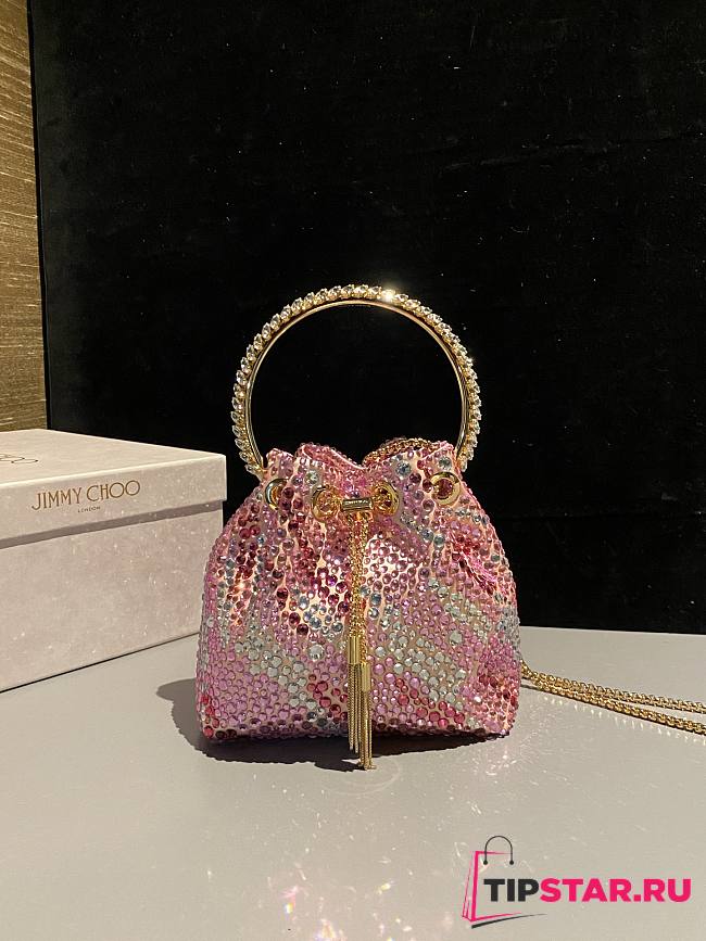 Jimmy Choo Bon Bon crystal-embellished Bucket Bag 02 - 1