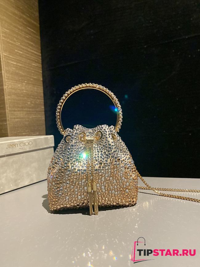 Jimmy Choo Bon Bon crystal-embellished Bucket Bag 01 - 1
