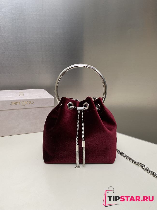 Jimmy Choo Bon Bon Bucket Bag Burgundy - 1