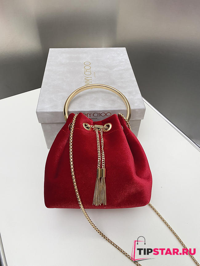 Jimmy Choo Bon Bon Bucket Bag Red - 1