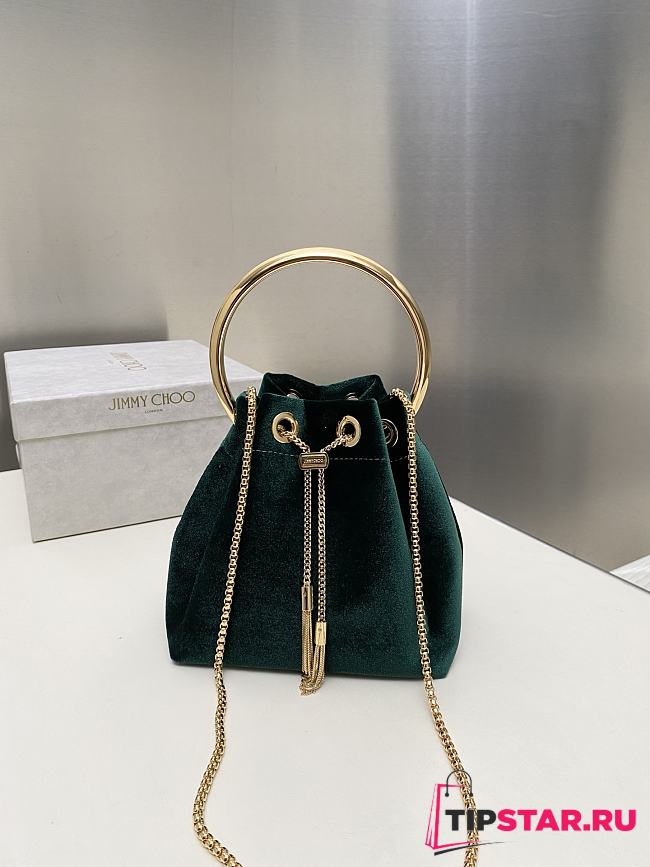Jimmy Choo Bon Bon Bucket Bag Green - 1