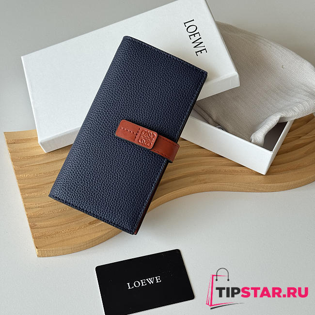 Loewe Bi-fold Long Wallet In Navy Blue - 1