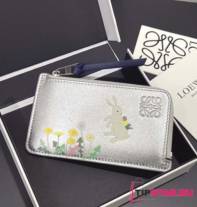 Loewe Suna Fujita zippered card holder silver - 1