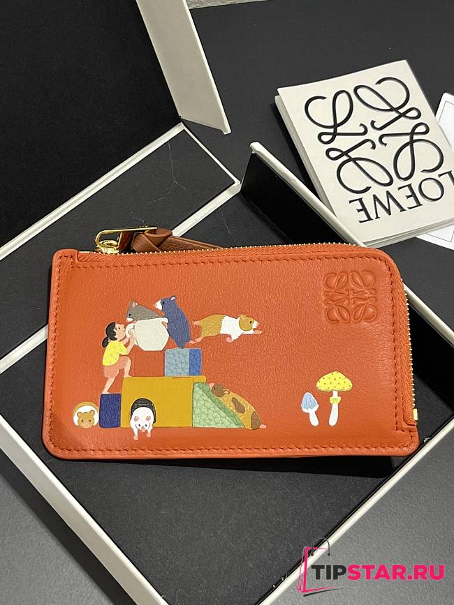 Loewe Suna Fujita zippered card holder orange - 1