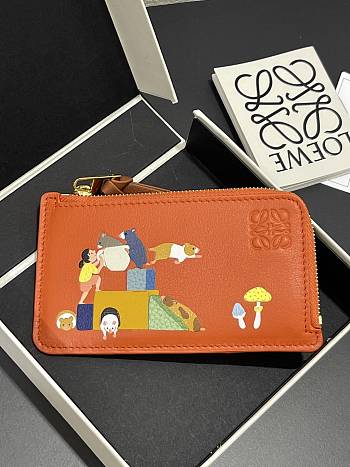 Loewe Suna Fujita zippered card holder orange
