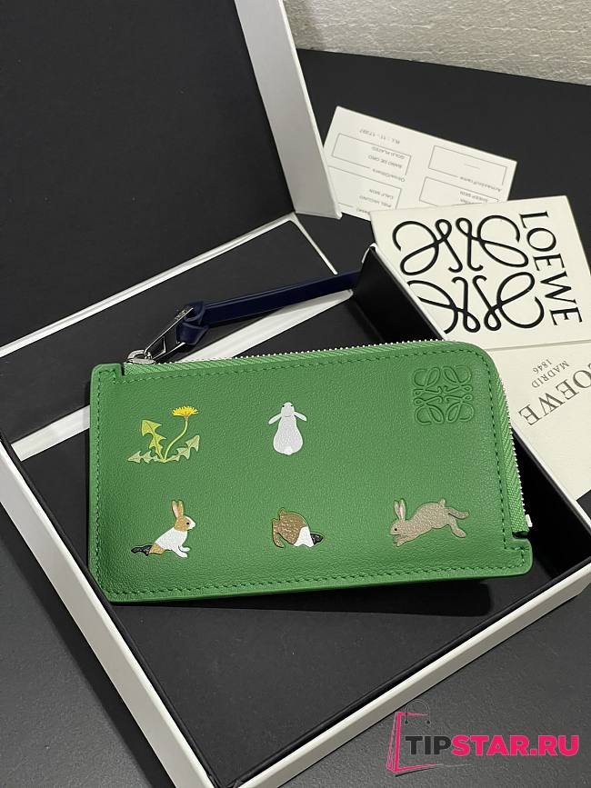 Loewe Suna Fujita zippered card holder green - 1